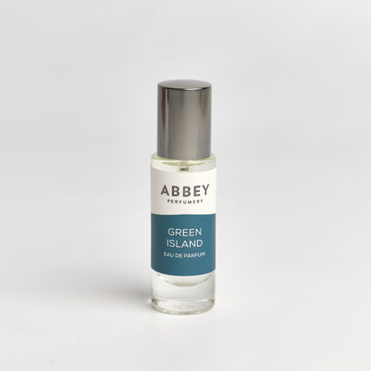 Green Island perfume bottle 10ml on white background
