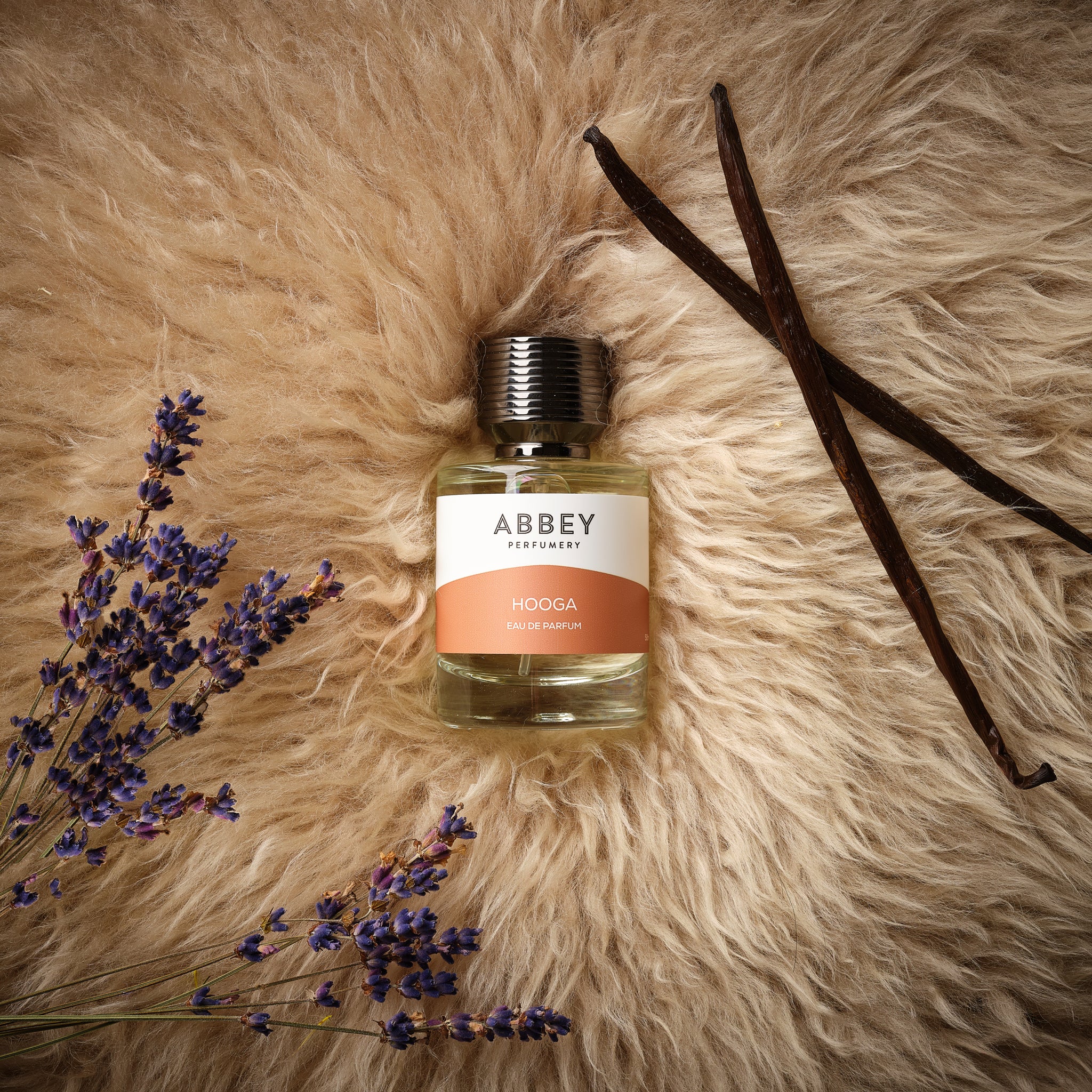 Hooga perfume bottle with lavender and vanilla