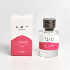May Flower perfume bottle and box 50ml on white background