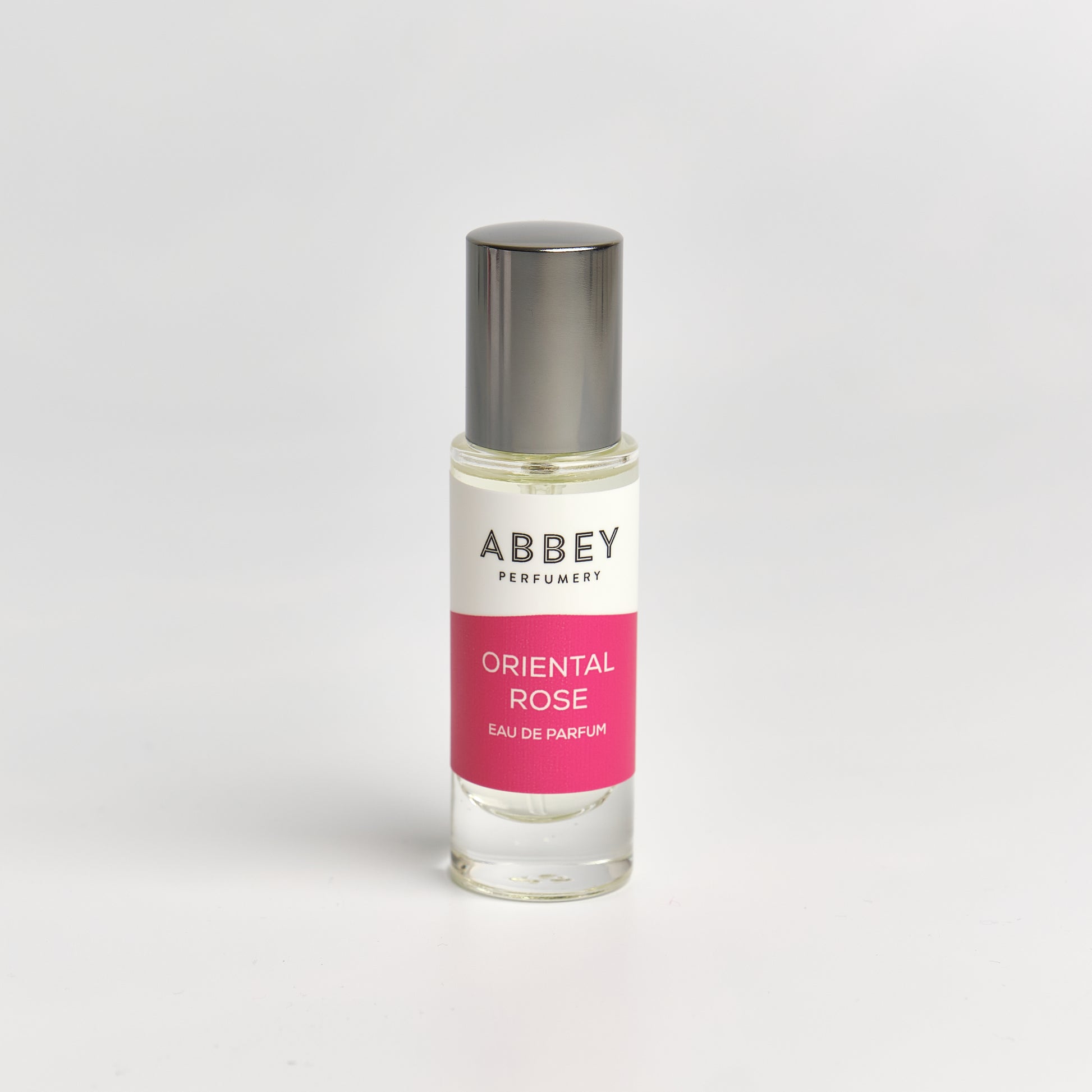 Oriental Rose perfume bottle 10ml on white background