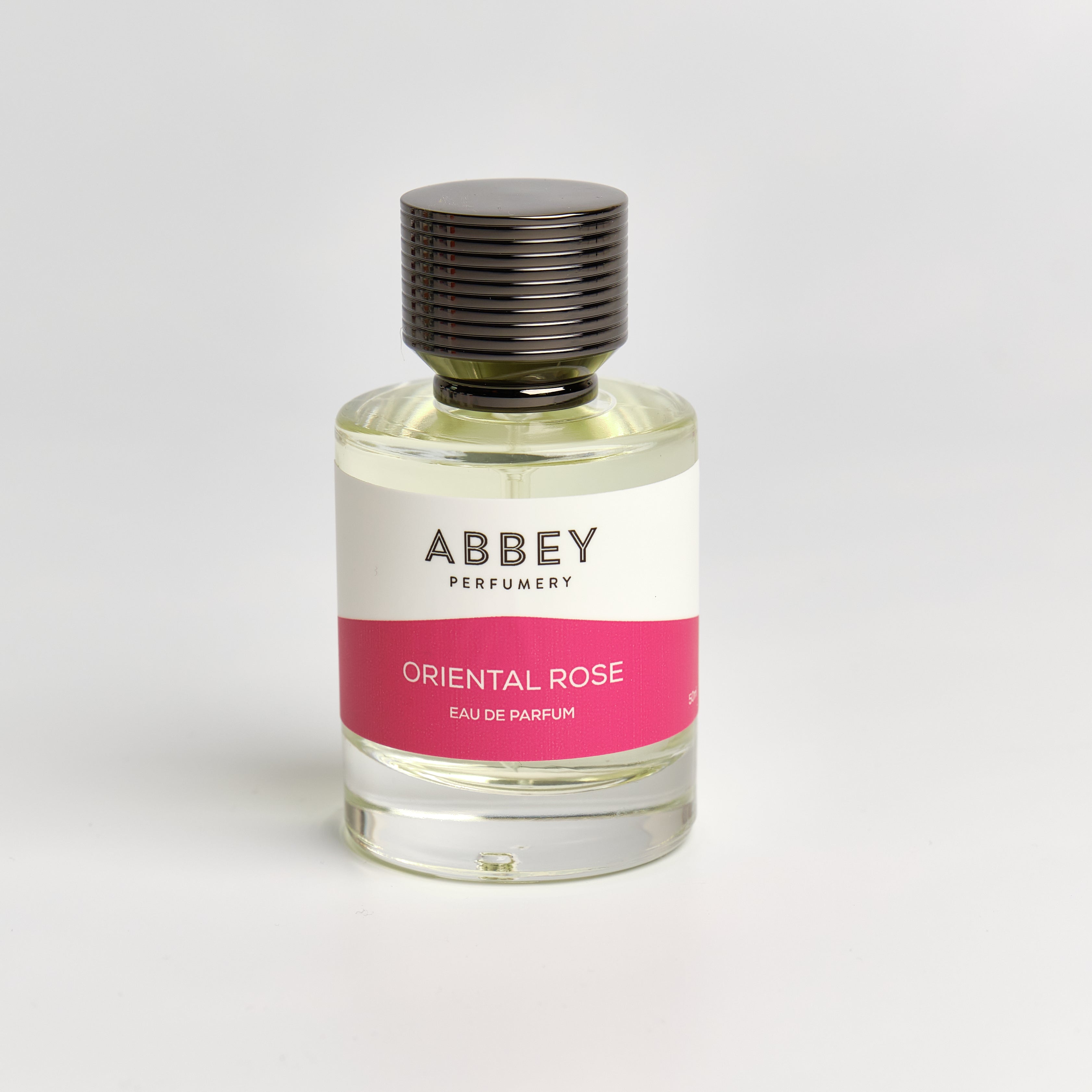 Oriental Rose perfume bottle 50ml on white background
