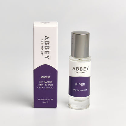 Piper perfume bottle and box 10ml on white background