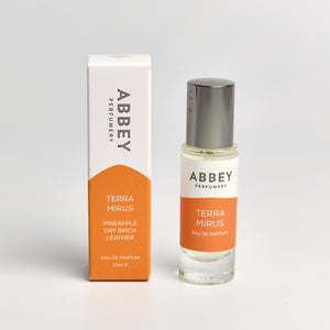 Terra Mirus perfume bottle and box 10ml on white background