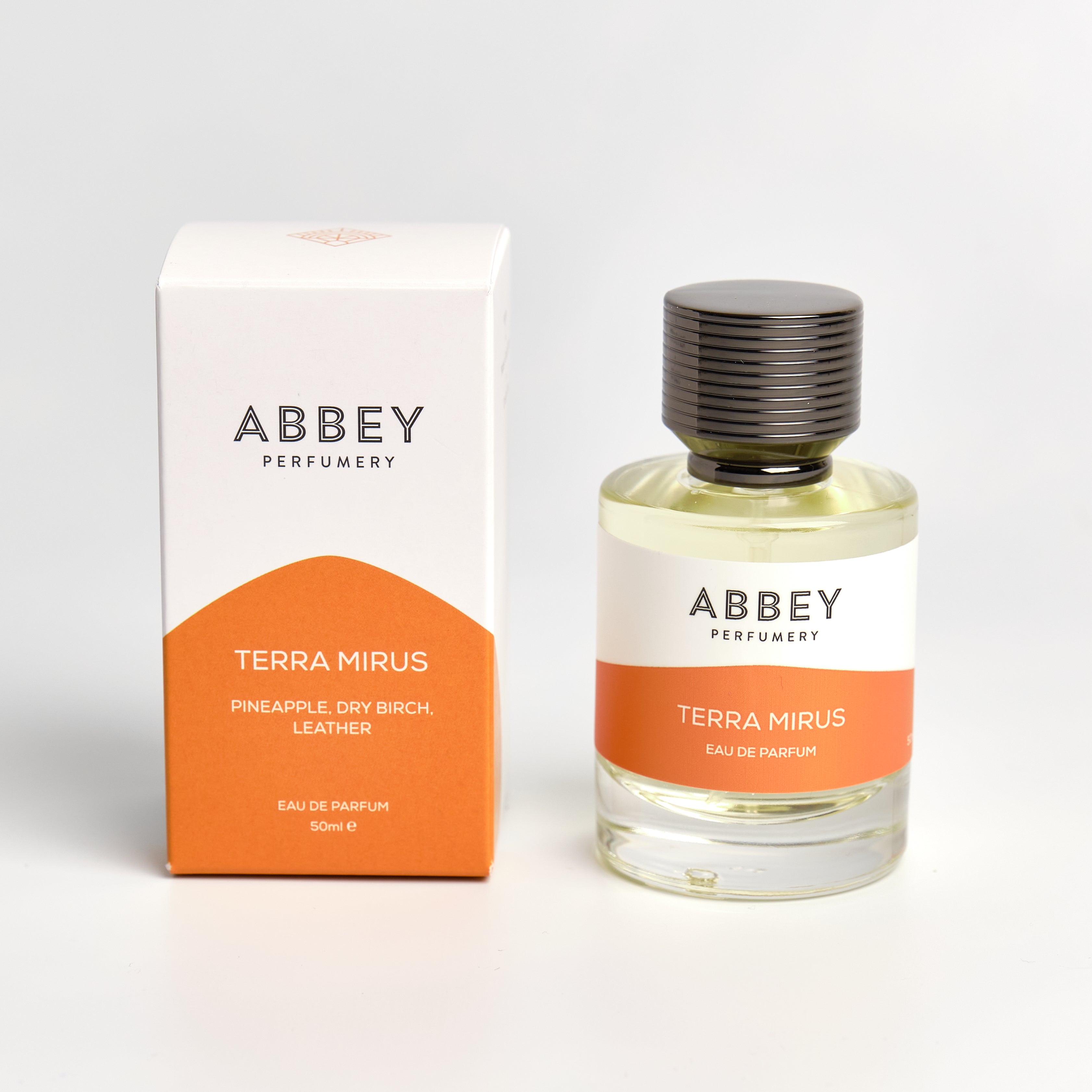 Terra Mirus perfume bottle and box 50ml on white background